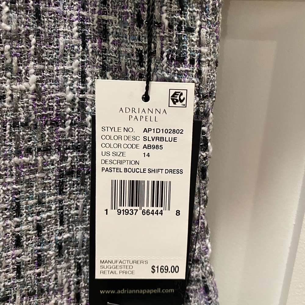 Adrianna Papell Tweed and tinsel mini dress size 14 - Picture 10 of 12